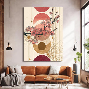 Retro Cherry Blossom Branch Wall Art
