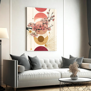 Retro Cherry Blossom Branch Wall Art