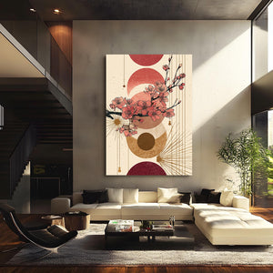 Retro Cherry Blossom Branch Wall Art