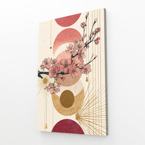 Retro Cherry Blossom Branch Wall Art