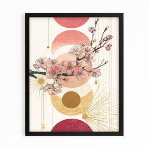 Retro Cherry Blossom Branch Wall Art