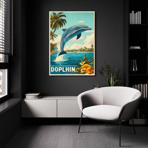 Retro Dolphin Wall Art