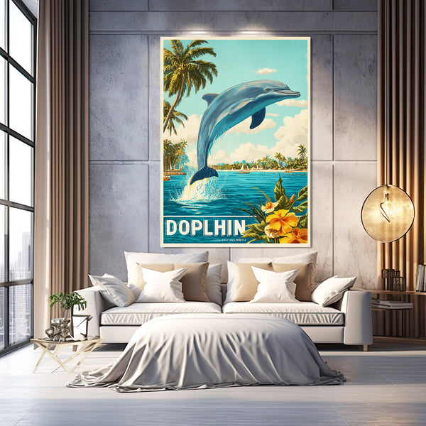 Retro Dolphin Wall Art