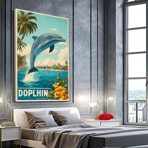 Retro Dolphin Wall Art