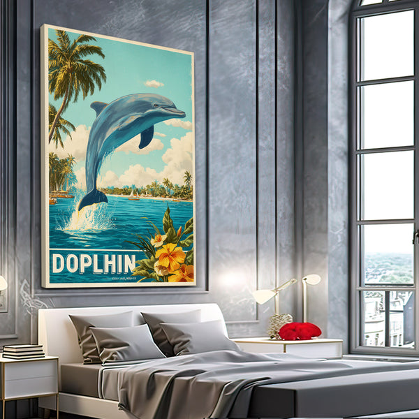 Retro Dolphin Wall Art
