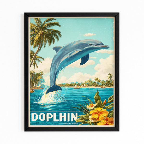Retro Dolphin Wall Art