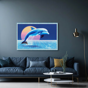 Retro Futurist Dolphin Art