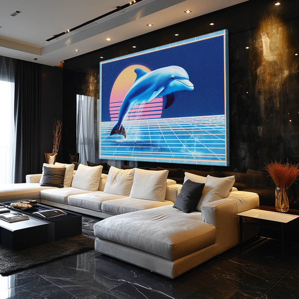 Retro Futurist Dolphin Art