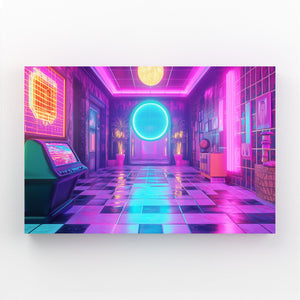 Retro Neon Hall Cyberpunk Art | MusaArtGallery™