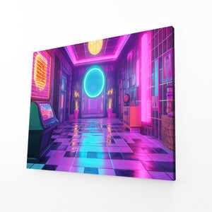 Retro Neon Hall Cyberpunk Art | MusaArtGallery™