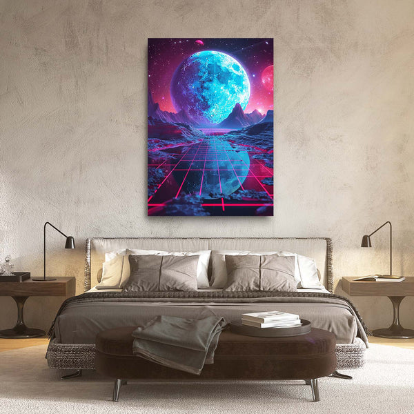 Retrowave Moon Art  | MusaArtGallery™