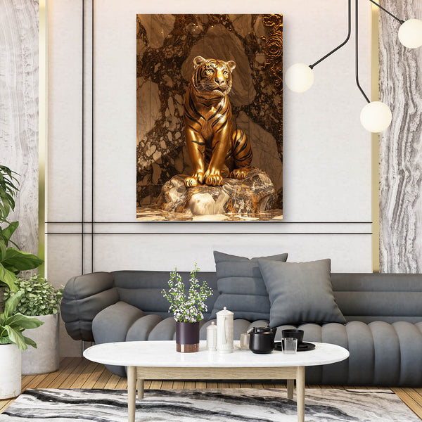 Rock Gold Canvas Tiger Art | MusaArtGallery™