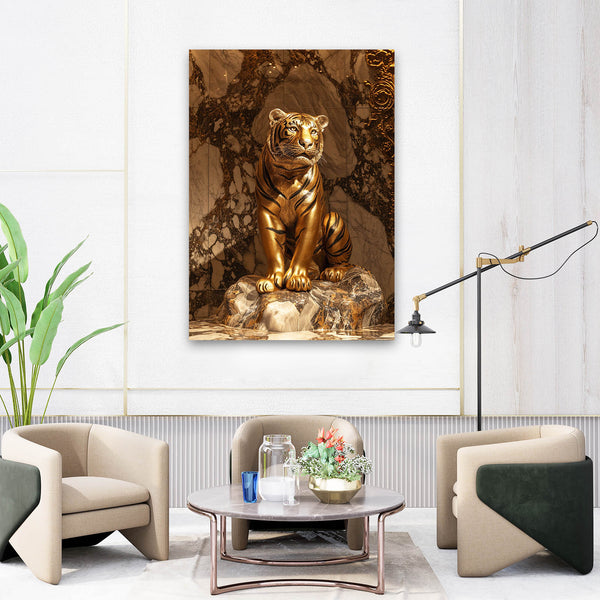 Rock Gold Canvas Tiger Art | MusaArtGallery™