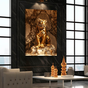 Rock Gold Canvas Tiger Art | MusaArtGallery™
