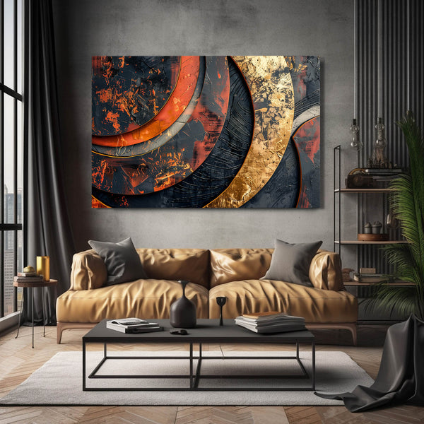 Rust Gold Curves Mexican Wall Art | MusaArtGallery™