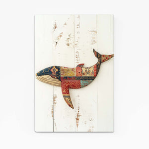 Rustic Patchwork Whale Art | MusaArtGallery™