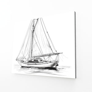 Sailboat Sketch Line Art | MusaArtGallery™