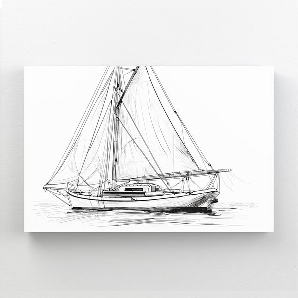 Sailboat Sketch Line Art | MusaArtGallery™