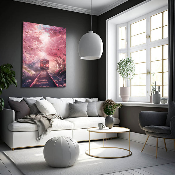 Sakura Train Pink Wall Art | MusaArtGallery™