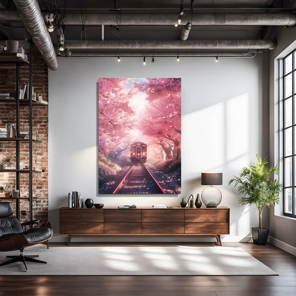 Sakura Train Pink Wall Art | MusaArtGallery™