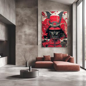 Samurai Helmet Cherry Blossom Wall Art