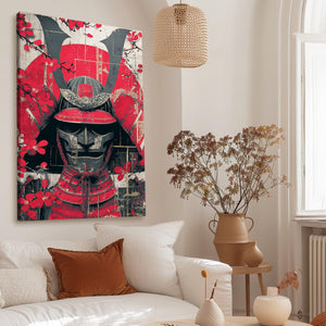 Samurai Helmet Cherry Blossom Wall Art