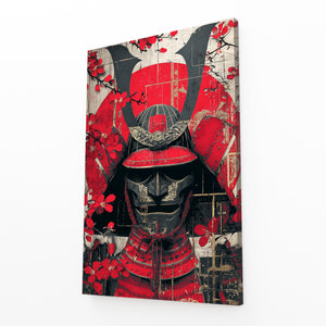 Samurai Helmet Cherry Blossom Wall Art