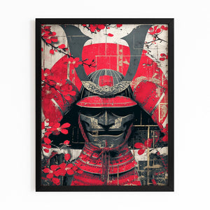 Samurai Helmet Cherry Blossom Wall Art