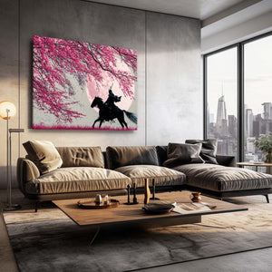 Samurai Horse Cherry Blossom Wall Art