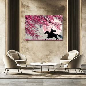 Samurai Horse Cherry Blossom Wall Art