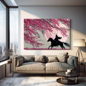 Samurai Horse Cherry Blossom Wall Art