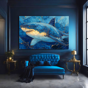 Shark Wall Art Blue