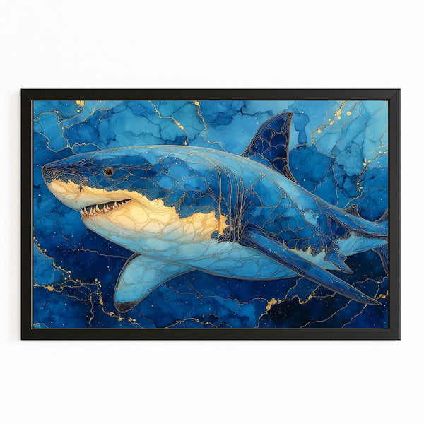 Shark Wall Art Blue