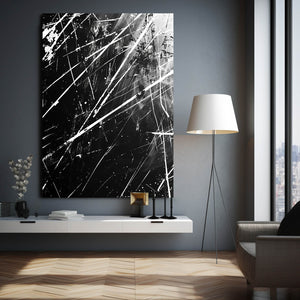 Shattered Lines Black and White Abstract Art | MusaArtGallery™