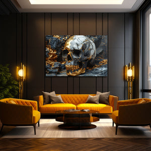 Black Gold Skull Art | MusaArtGallery™