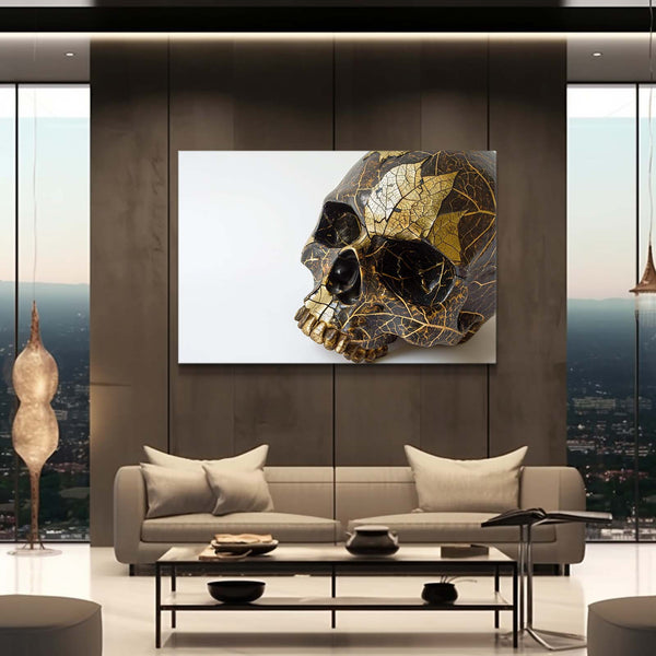 Skull Art Gold Drawing | MusaArtGallery™
