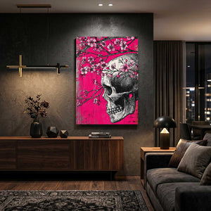 Skull Cherry Blossom Wall Art
