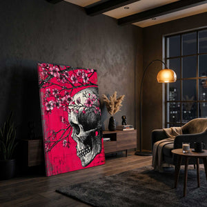 Skull Cherry Blossom Wall Art