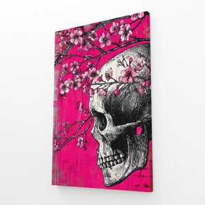 Skull Cherry Blossom Wall Art