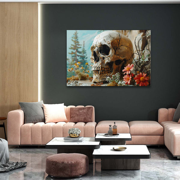 Skull with Flowers Wall Art | MusaArtGallery™