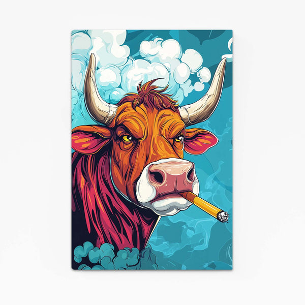 Smoking Cow Print