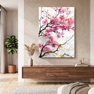 Soft Watercolor Cherry Blossom Branch Art
