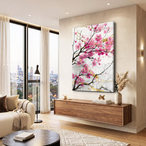 Soft Watercolor Cherry Blossom Branch Art