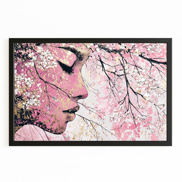Soft Woman Cherry Blossom Wall Art