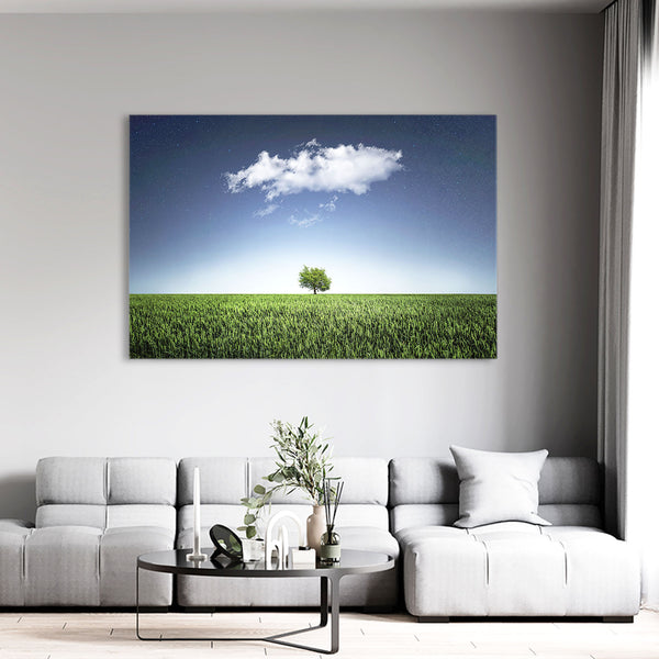 Solitary Green Tree Art | MusaArtGallery™