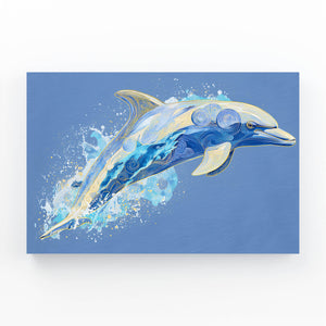 Space Blue Dolphin Art