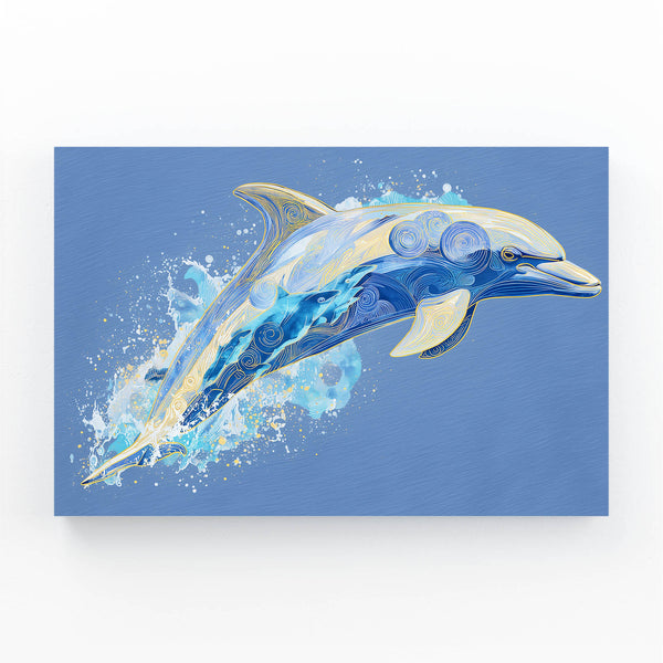 Space Blue Dolphin Art