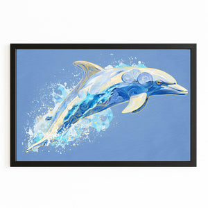 Space Blue Dolphin Art