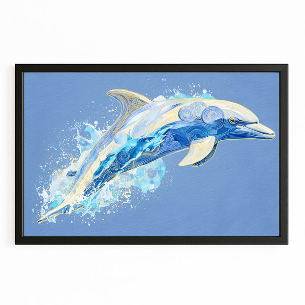 Space Blue Dolphin Art
