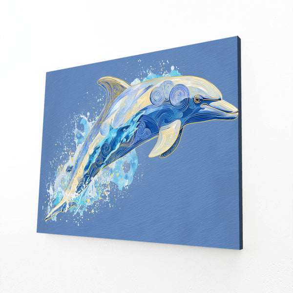Space Blue Dolphin Art